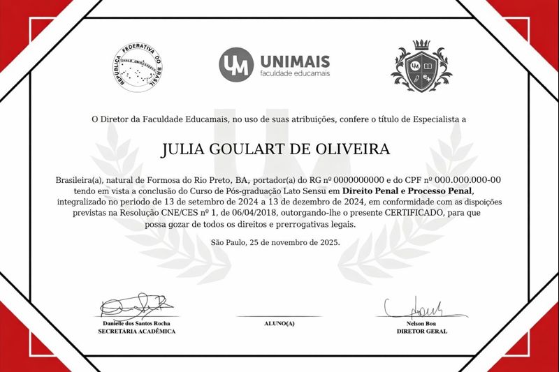 Modelo do certificado